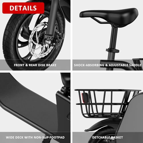 Electric Scooter with Seat, 20 Miles Range, Foldable for Adults N1556