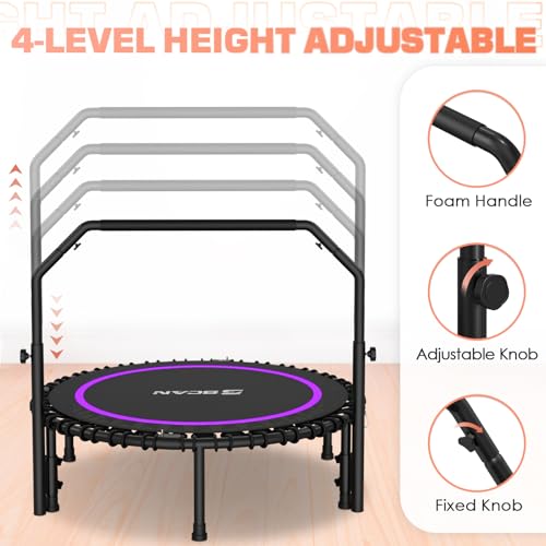 Foldable Mini Trampoline with Adjustable Foam Handle for Indoor Workout M8038