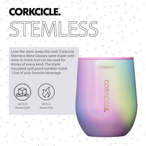 Insulated Stemless Wine Glass Tumbler, 12 oz, Stainless Steel, Powder Blue T624