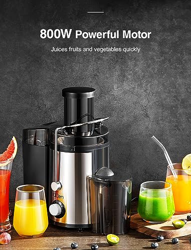 Juicer Machine, 800W Centrifugal Extractor with Wide Mouth Feed Chute, Stainless Steel, BPA-free V753