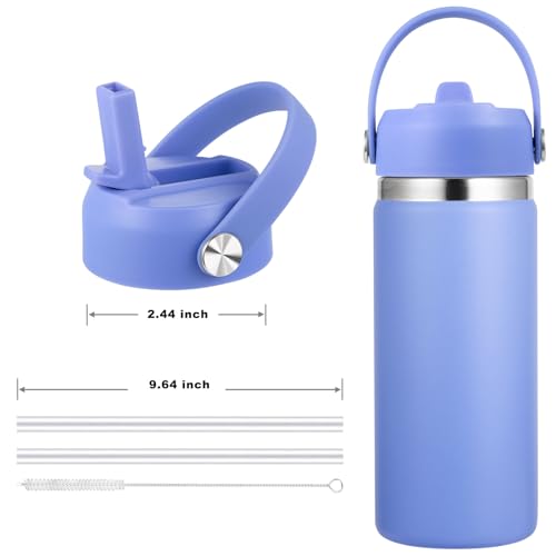 Straw Lid for Wide Mouth Water Bottles, Replacement Cap with Flex Handle, Black, 2 Pack M613