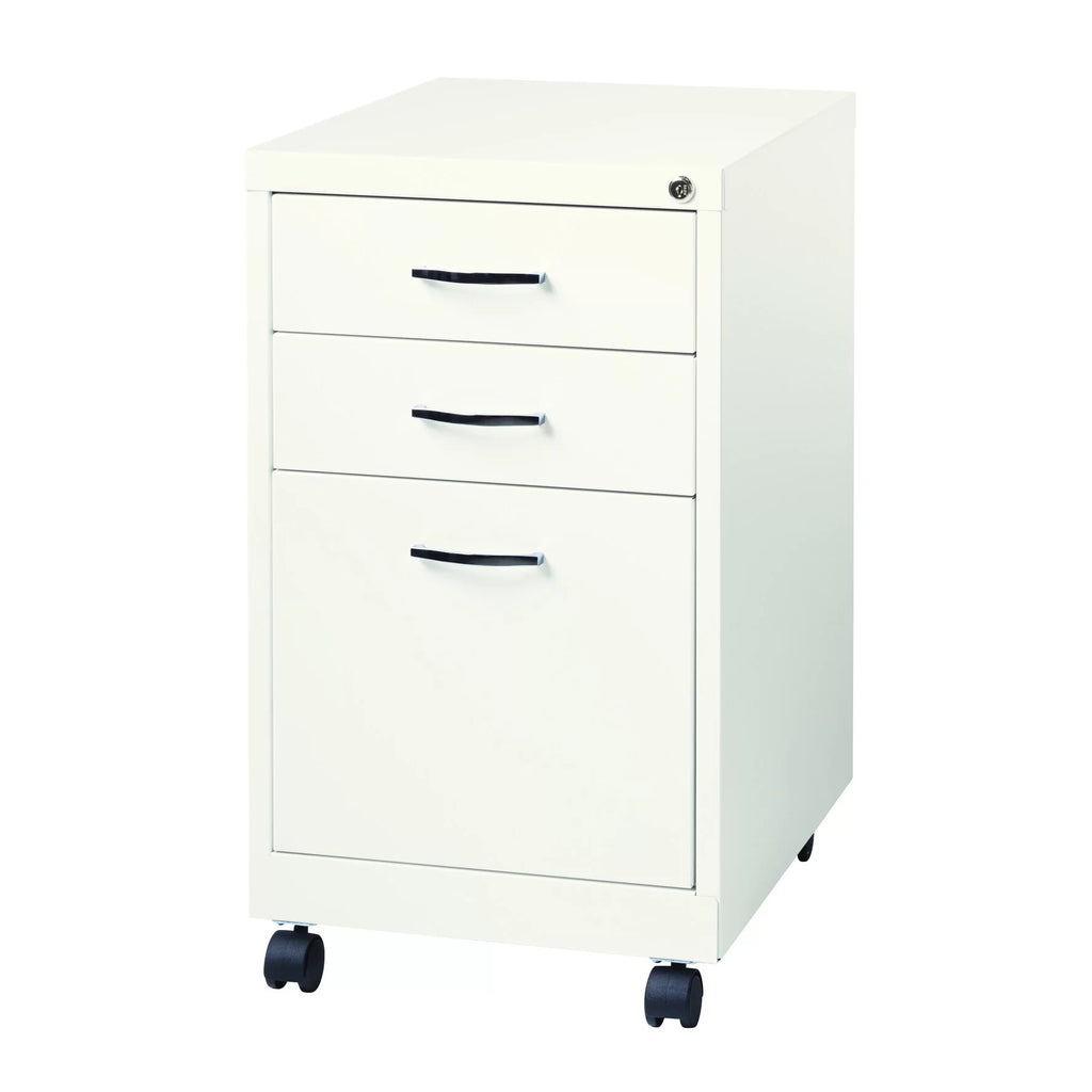 White 19" 3-Drawer Mobile File Cabinet for Home Office Y74078