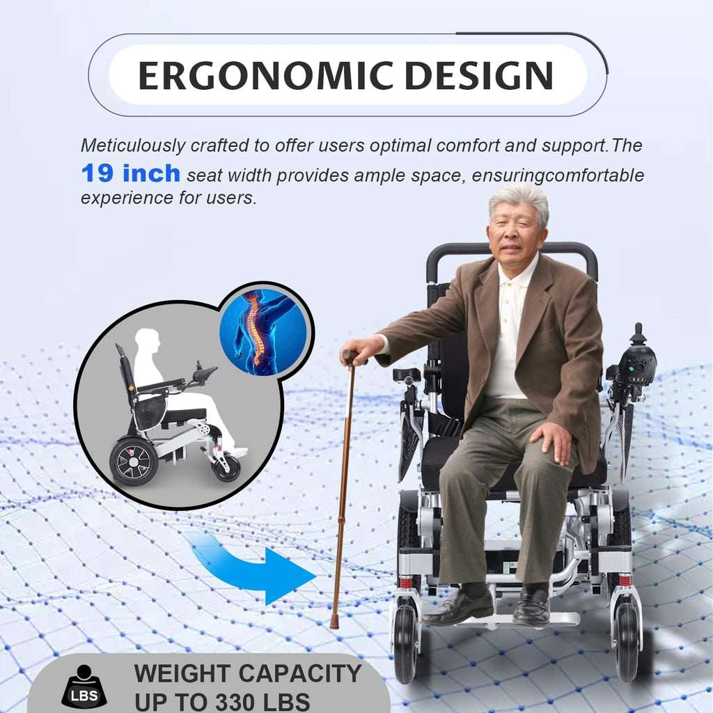 Electric Wheelchair for Adults, Lightweight Folding, 20 Mile Range F743