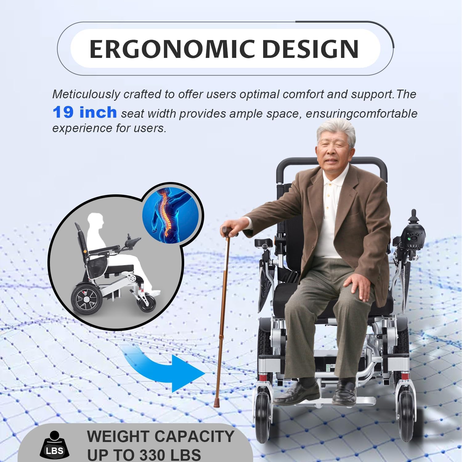 Electric Wheelchair for Adults, Lightweight Folding, 20 Mile Range F743