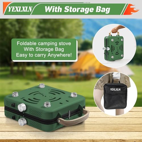Foldable 2-Burner Propane Camping Stove with Griddle and Carrying Bag E286492