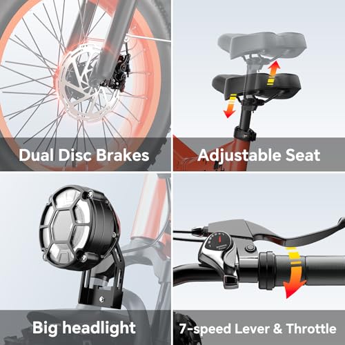Folding Electric Bike for Adults Full Suspension, 20" Fat Tire D6225