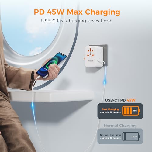 Universal Travel Plug Adapter 30W with USB C and 4 USB A Ports Q472