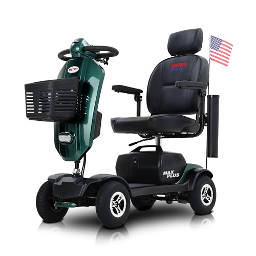 Powered Mobility Scooters for Adults, 4-Wheel Electric Mobility Scooters for Seniors with Rotating Swivel Seat, Charger Included, Electric Wheelchair Device for Elderly (MAX Plus,Red)