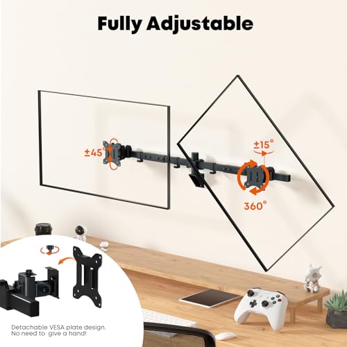 Dual Monitor Wall Mount for 24-38 Inch Screens, VESA 75x75/100x100mm, Black I8309