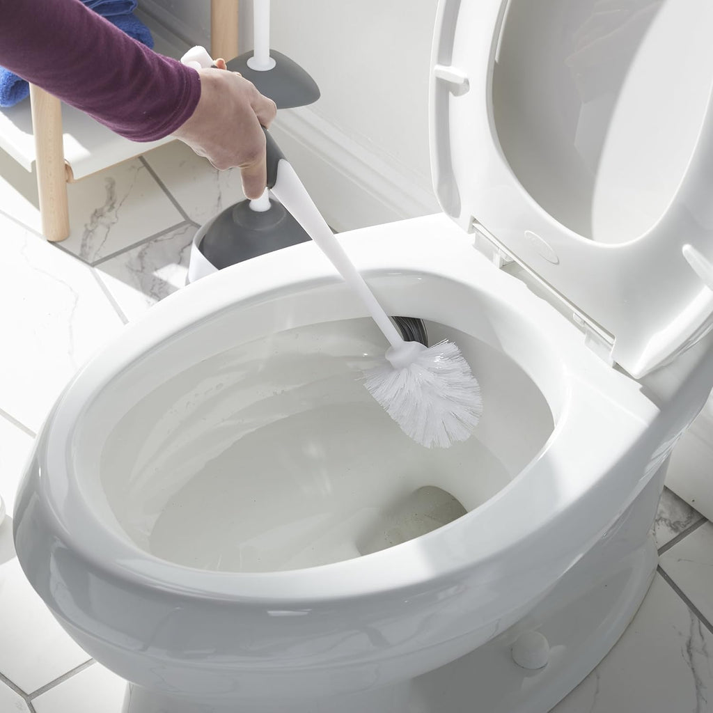 Toilet Bowl Brush with Under Rim Cleaner, Gray I3478