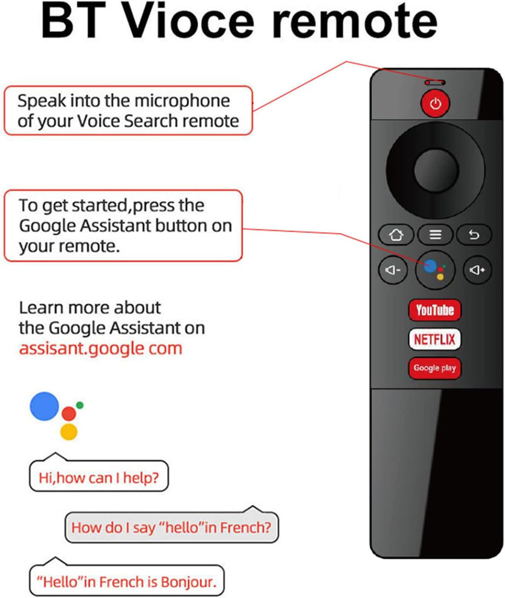 TV Stick Android TV Box 4K WiFi Bluetooth Voice Remote 1GB+8GB U11242