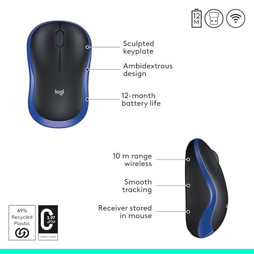 Wireless Mouse, 2.4GHz with USB Receiver, 12-Month Battery Life O87248