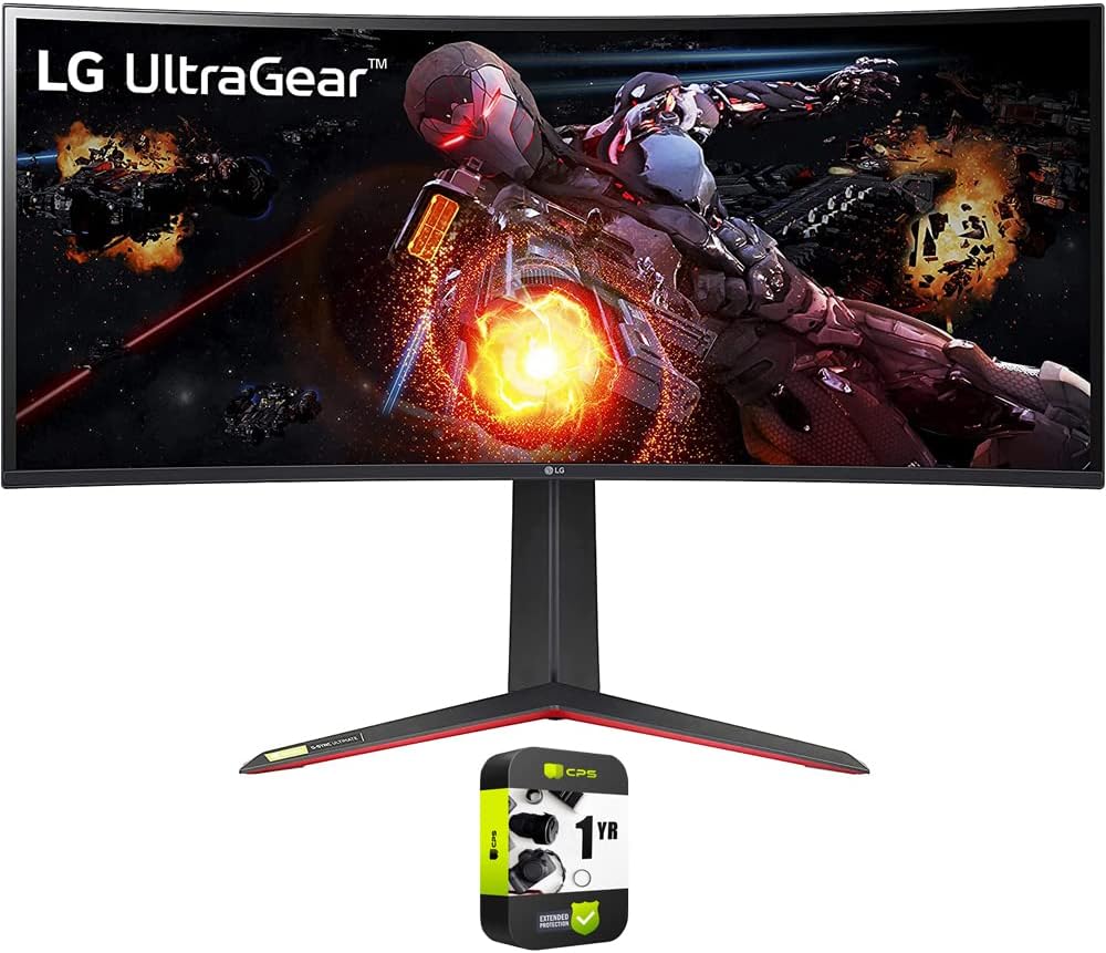 LG 34GP950G-B 34 inch Ultragear QHD 3440 x 1440 Nano IPS Curved Gaming Monitor (Renewed) Bundle with 1 YR CPS Enhanced Protection Pack