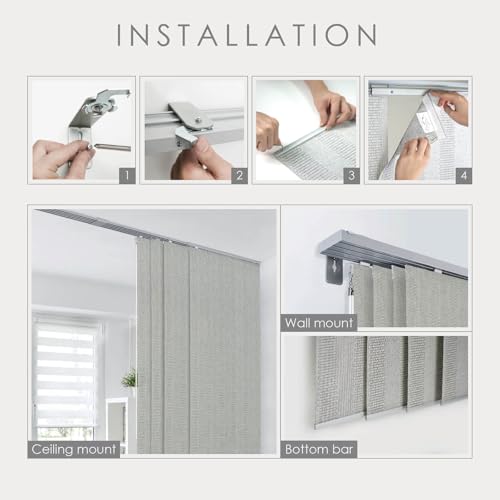 Adjustable Sliding Track Vertical Blinds for Windows, Room Dividers X60372
