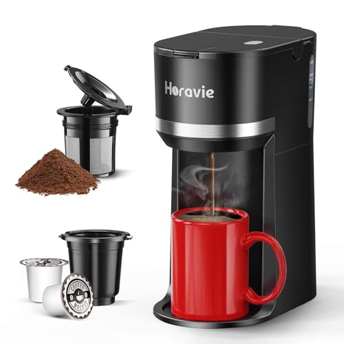 Single Serve Coffee Maker for K Cup and Ground Coffee, 6 to 12 oz Brew Sizes, Black D464070