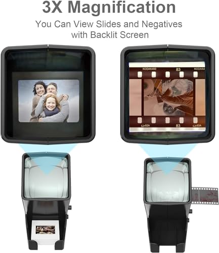 35mm Slide and Film Viewer, 3X Magnification LED Lighted, USB or Battery Powered K988