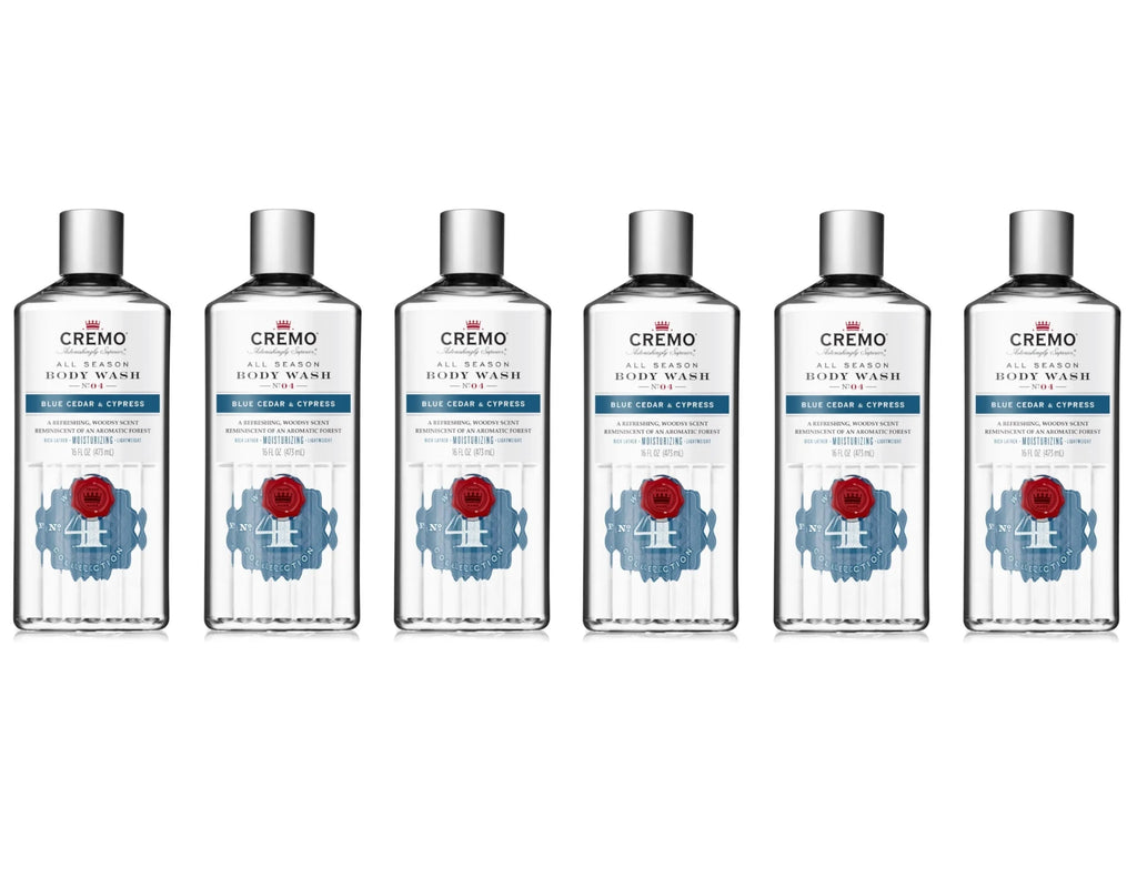 Cremo All Season Body Wash No. 4, Blue Cedar & Cypress, 16 Fl. Oz. - Pack of 6