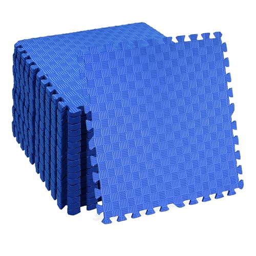1" Thick EVA Interlocking Foam Gym Flooring Mat, 6 Tiles, Black M5857